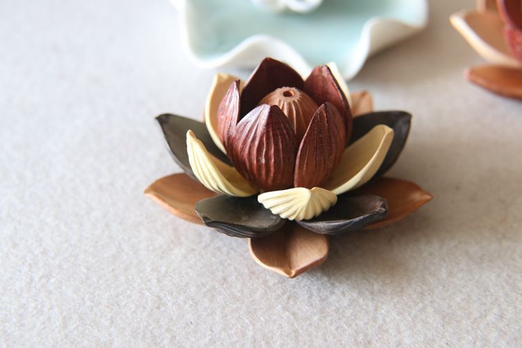 桃木莲花 多层雕刻莲花 手工拼接 多层次莲花 串车挂配件配饰