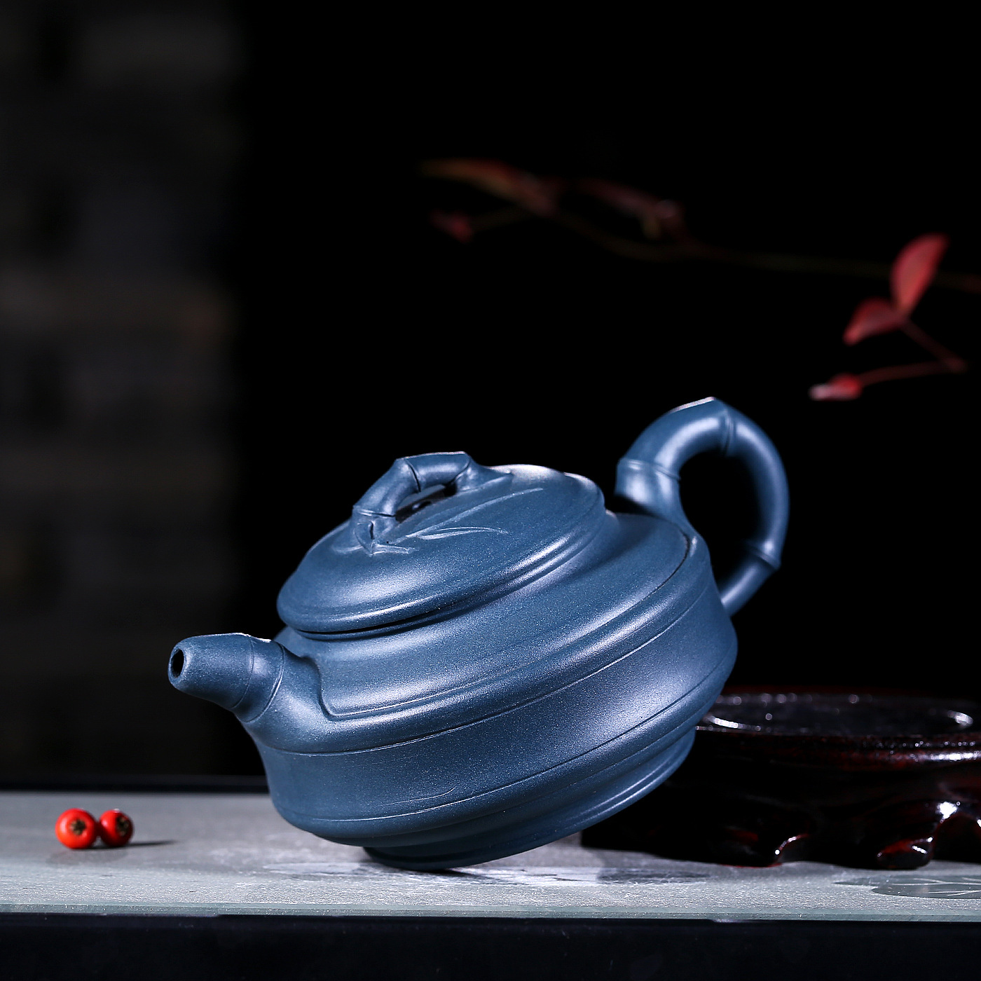 青泥双线竹鼓壶 功夫旅行茶具礼品