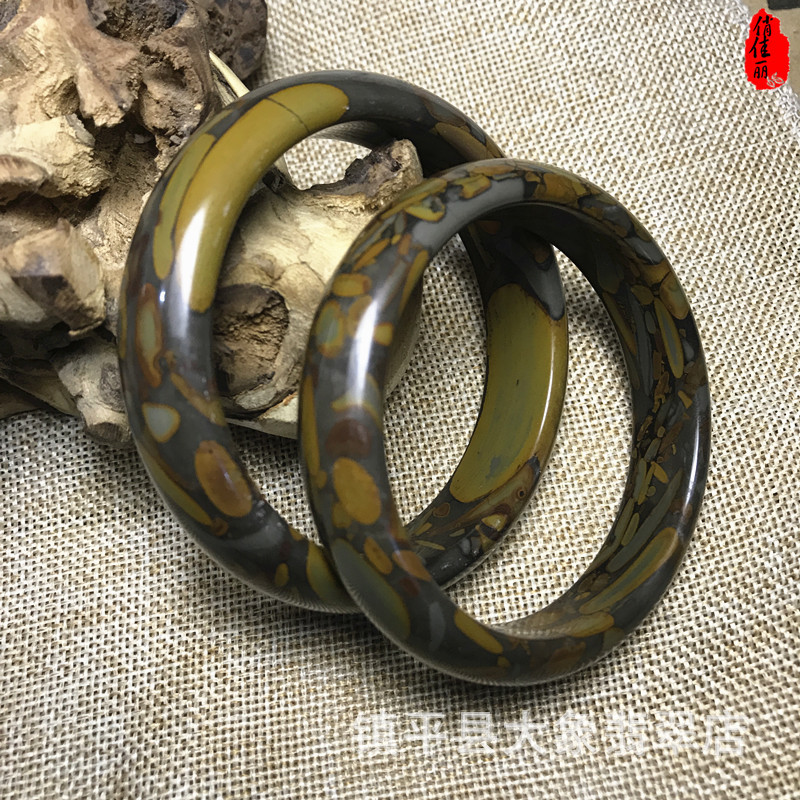 厂家直销 天然玉石 方解石玉 翡翠 竹叶青玉手镯 女款玉器礼品