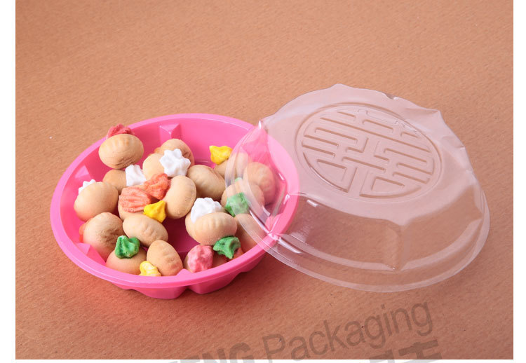 手提塑料生日蛋糕盒儿童大小花篮13cn红圆盒慕斯娃娃盒西点吸塑盒