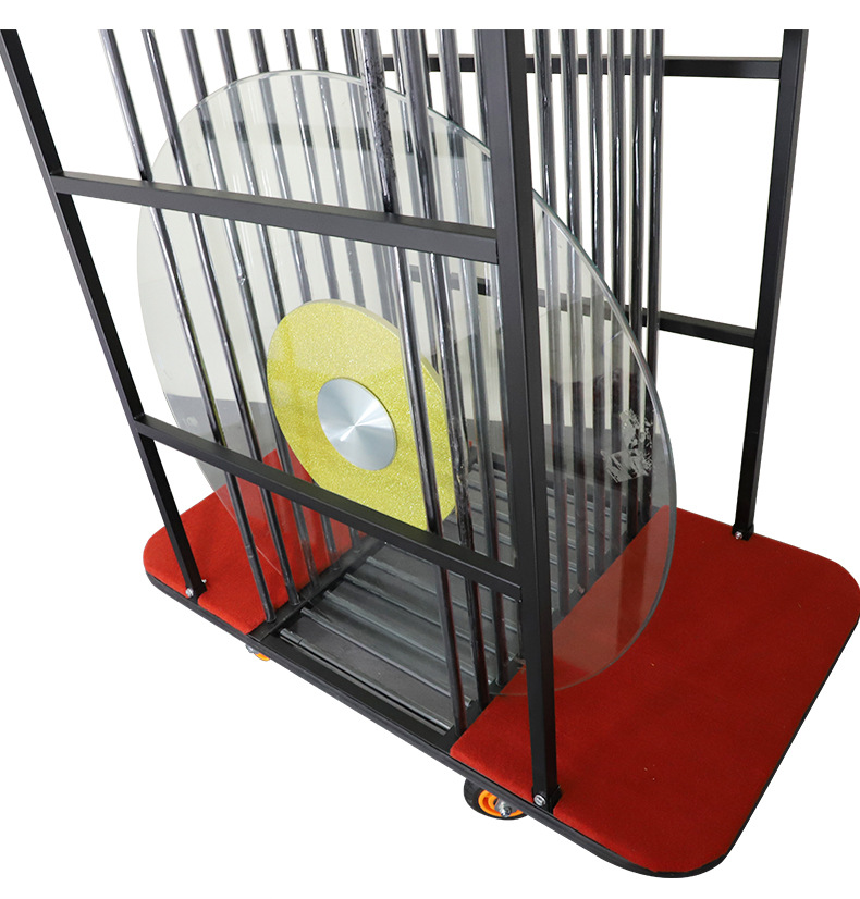 酒店钢化玻璃转盘存放车饭店餐台收集运输车1.2米10块手推车省力