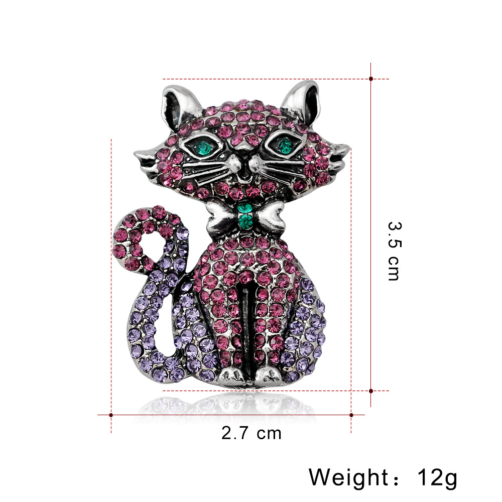 New European and American Style Animal Brooch Fashion Sweet and Cute Pink Kitty Corsage in Stock Wholesale