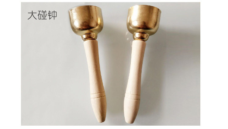 现货批发奥尔夫乐器木把碰钟 幼儿园早教教具木柄碰铃一件代发