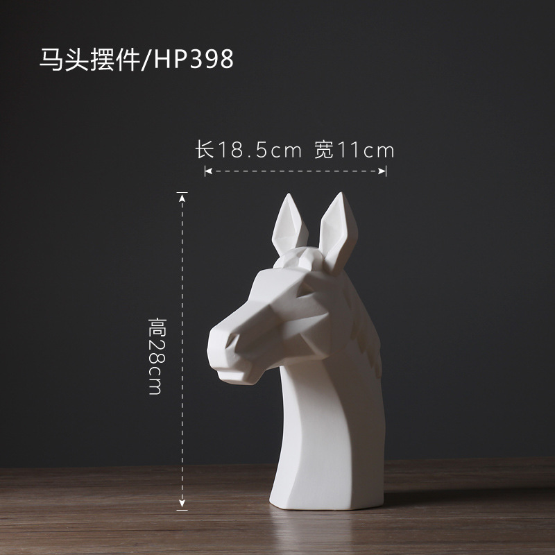 Abstract Nordic Style Animal White Horse Head Ornaments Modern Minimalist Hotel Living Room Room Furnishings Decorations