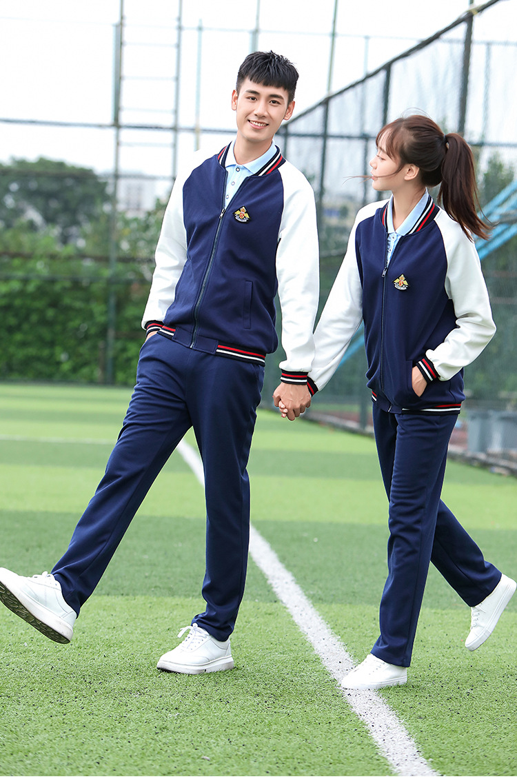 圆领棒球服运动服春秋季中学生校服班服长袖 初中高中学生校服女