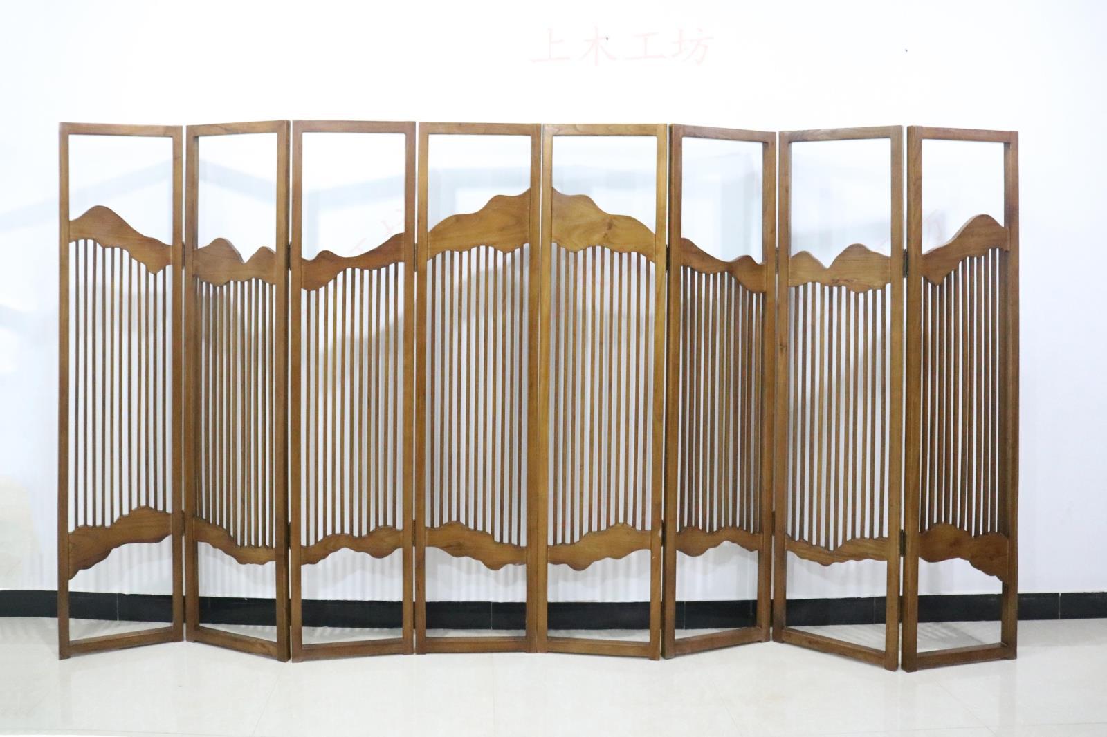 免漆实木屏风新中式老榆木折叠屏风现代新中式酒店 隔断玄关