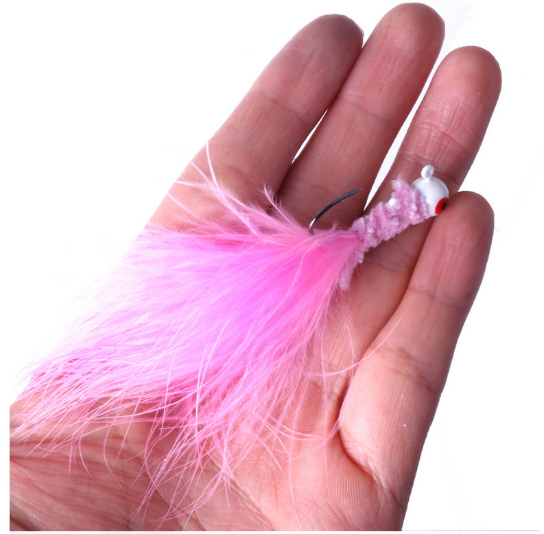 8,2.1g长度/length:3cm路亚放生饵4色鸡毛钩 绑毛飞钓钩假饵钩