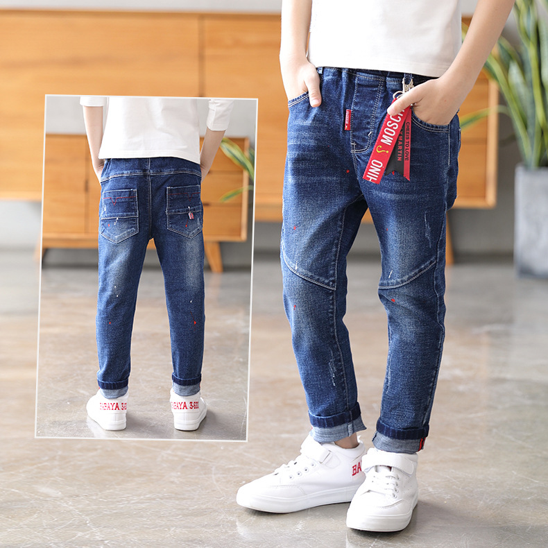 新款儿童服装春秋款中大童牛仔裤 儿童休闲长裤男童裤子一件代发