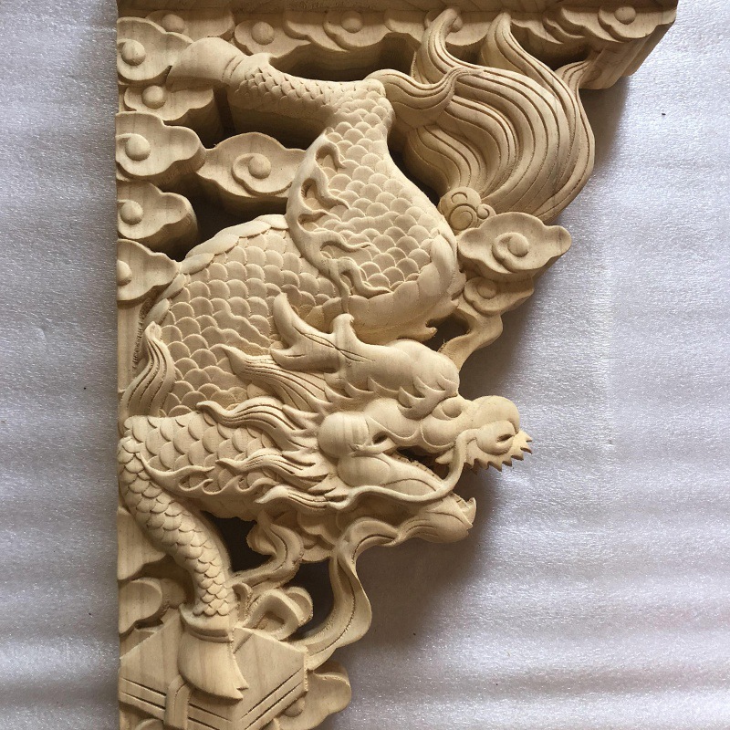 东阳木雕寺庙牛腿梁托定制 古建筑中式实木斗拱装修松木工艺品