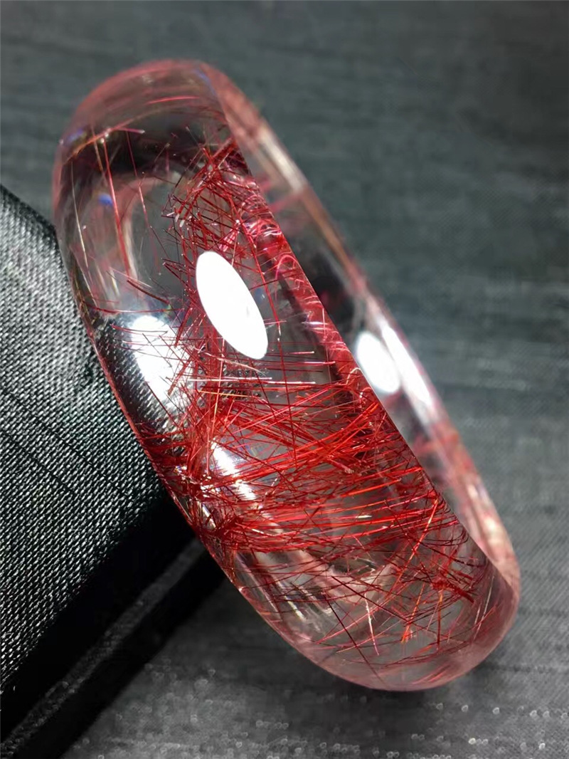 天然红发晶顺发晶水晶手镯 红水晶顺发手镯红钛晶镯子 璧瑞实业