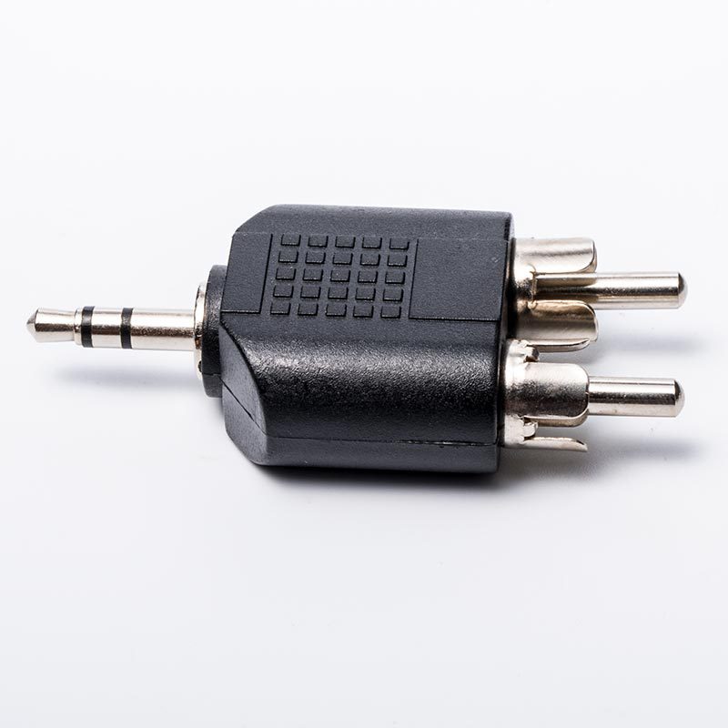 5mm转双莲花头av双声音频转换接头3.5立体声公转2rca公头一分二