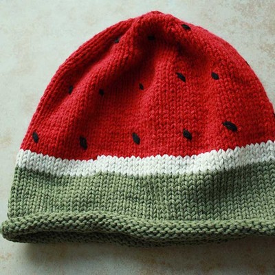 纯手工编织可爱西瓜帽子 毛线针织卡通手套 加工订制 手作