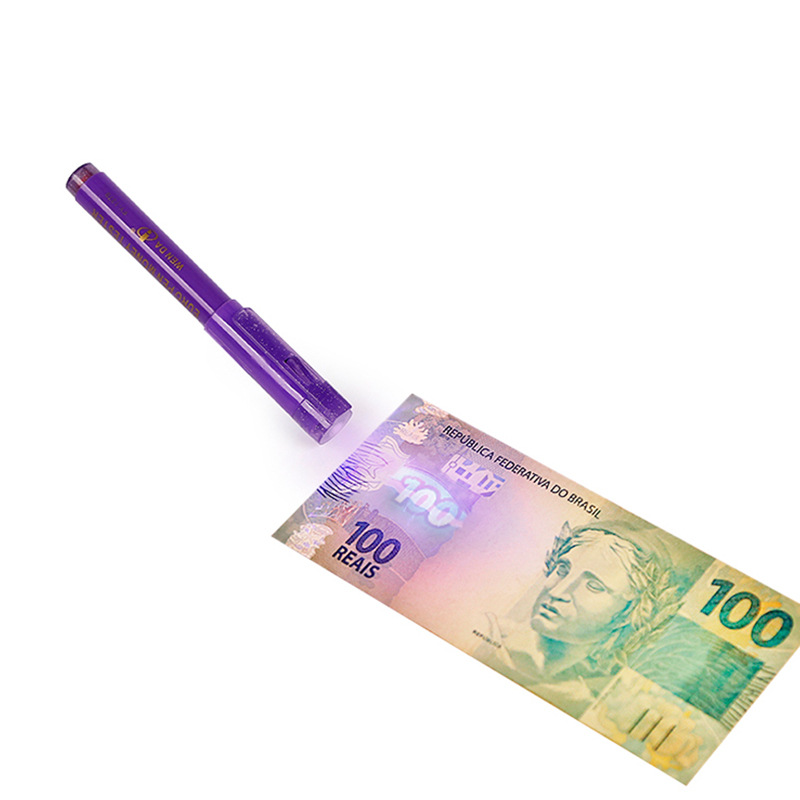 跨境专供验钞笔出口标准外币检测变色笔UV验钞笔 带灯验钞笔