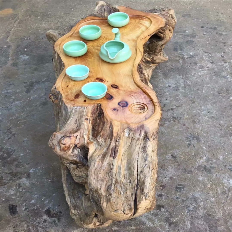 崖柏茶几配套木墩木桩椅子崖柏实木树根根雕茶几家居客厅泡茶茶台