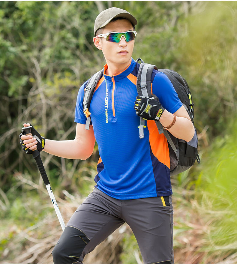 2018夏装男女款速干衣运动服t恤户外短袖翻领t袖登山情侣快干衣薄