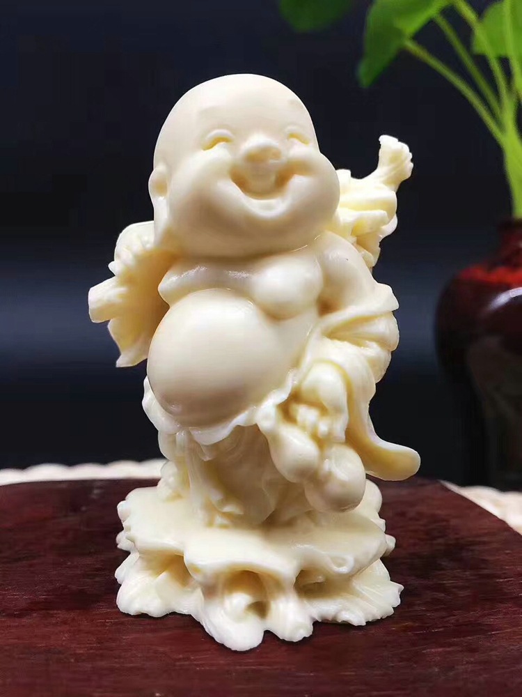 象牙果雕刻 布袋小弥勒佛把件创意工艺品汽车摆件直播带货货源