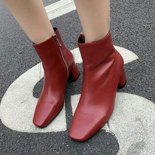短靴女 枣红色