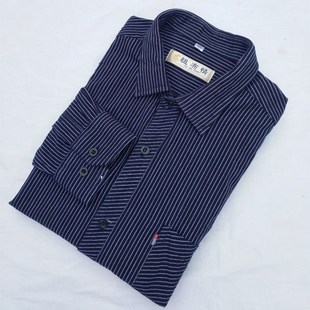 春秋款老粗布男士长袖衬衫 纯棉免烫精品格子条纹衬衣 粗布风情