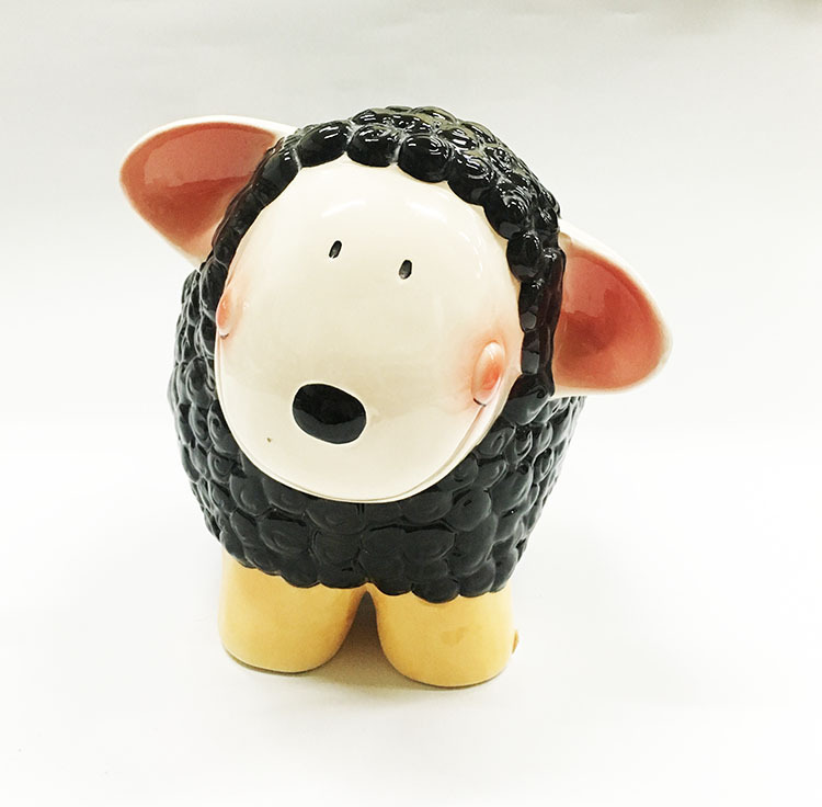 厂家陶瓷绵羊储蓄罐现代家居储钱罐摆设存钱筒卡通绵羊存钱罐定制