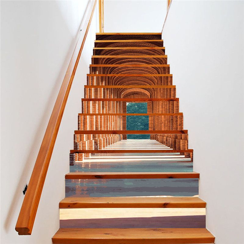 巨创跨境货源pvc贴纸3d自粘13片楼梯贴 墙贴 台阶走廊贴 走廊