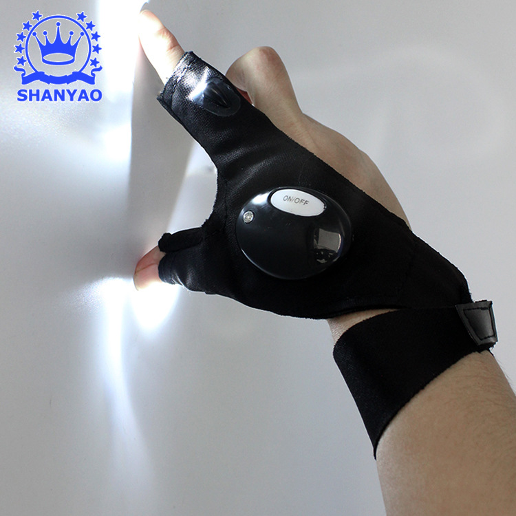 LED Fishing Half Finger Gloves Half Finger Sports Lighting Fishing Gloves Outdoor with Light Light-up Gloves Wholesale