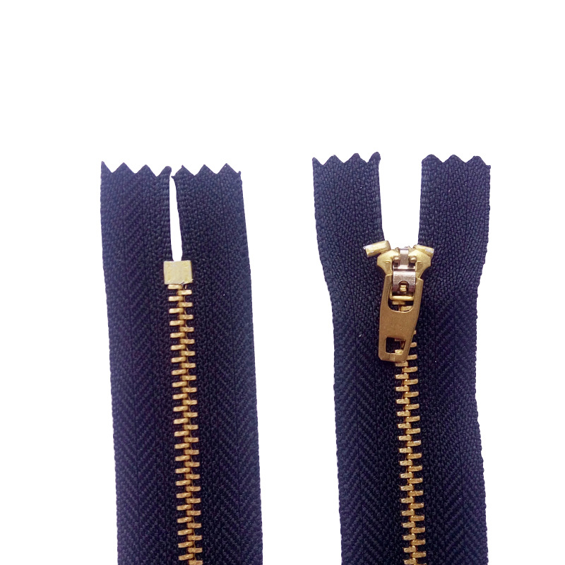 金属3 4 5号黄铜y牙闭尾拉链牛仔裤短箱包拉链金属拉链条厂家批发