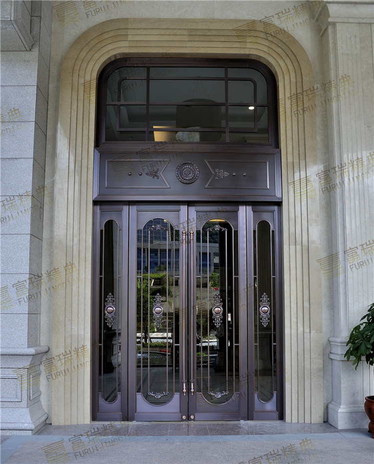 别墅酒店高端定制铜门玻璃铜门厂家定制设计安装