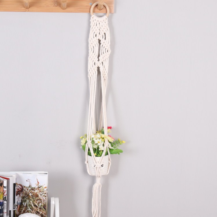 Hand-Woven Net Bag Flower Pot Wall-Mounted Hanging Bag Hanging Basket Decorative Plant Hanging Bag