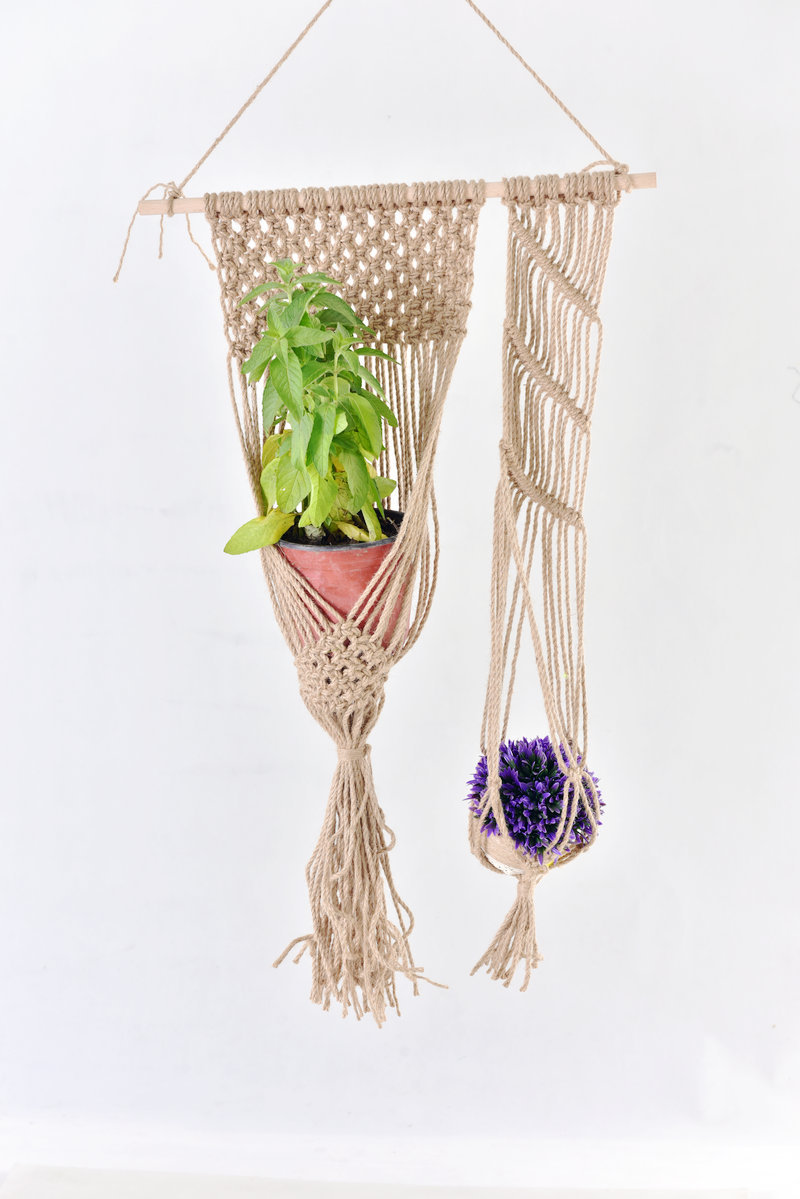 麻绳网兜一件代发手工编织网兜 吊篮花盆绳子加粗彩色棉绳吊篮