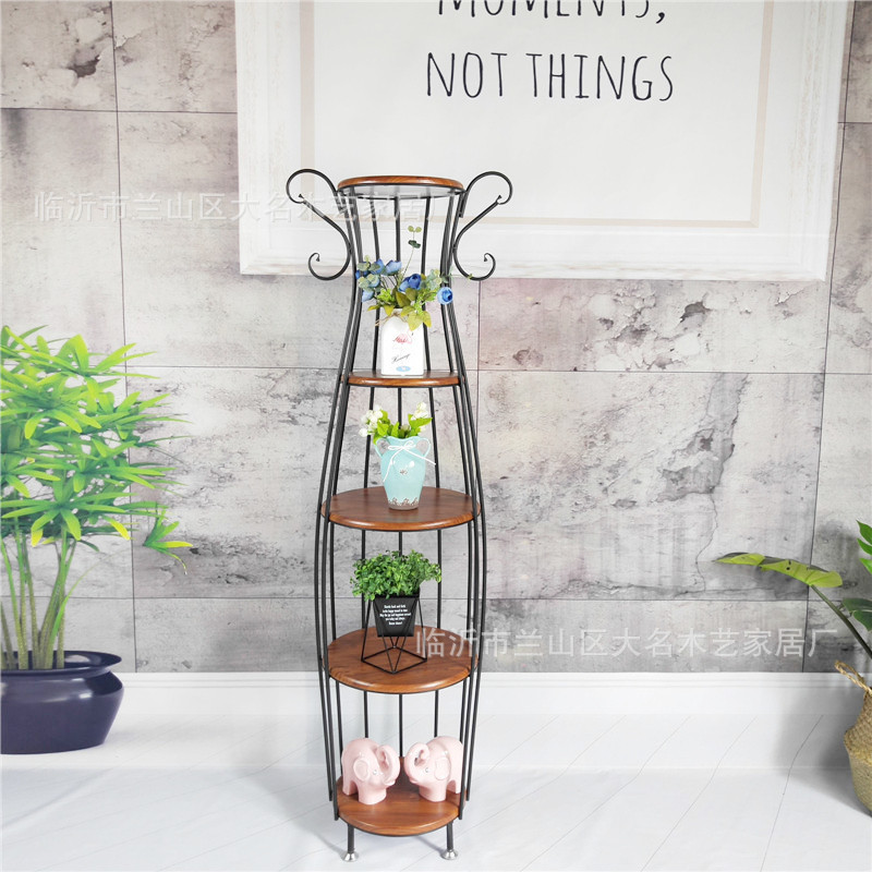 Black Bird Cage Vase-Style Multi-Layer Flower Shop Shelf European-Style Retro Iron Art Flower Stand Living Room Balcony Solid Wood Waterproof