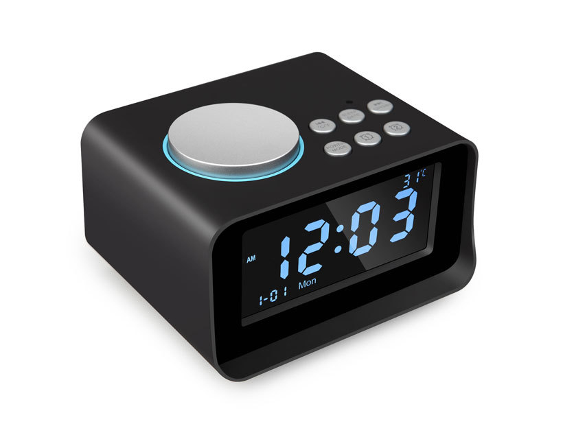 皓君新款k6智能闹钟蓝牙音箱超大lcd屏显示温度双闹钟音乐播放器
