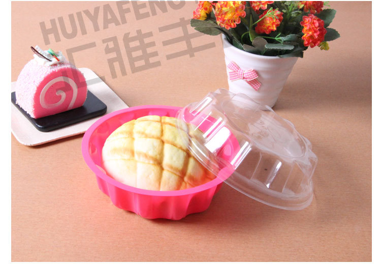 厂家直销红色儿童小花篮蛋糕盒 手提蛋糕塑料盒 圆形糕点盒