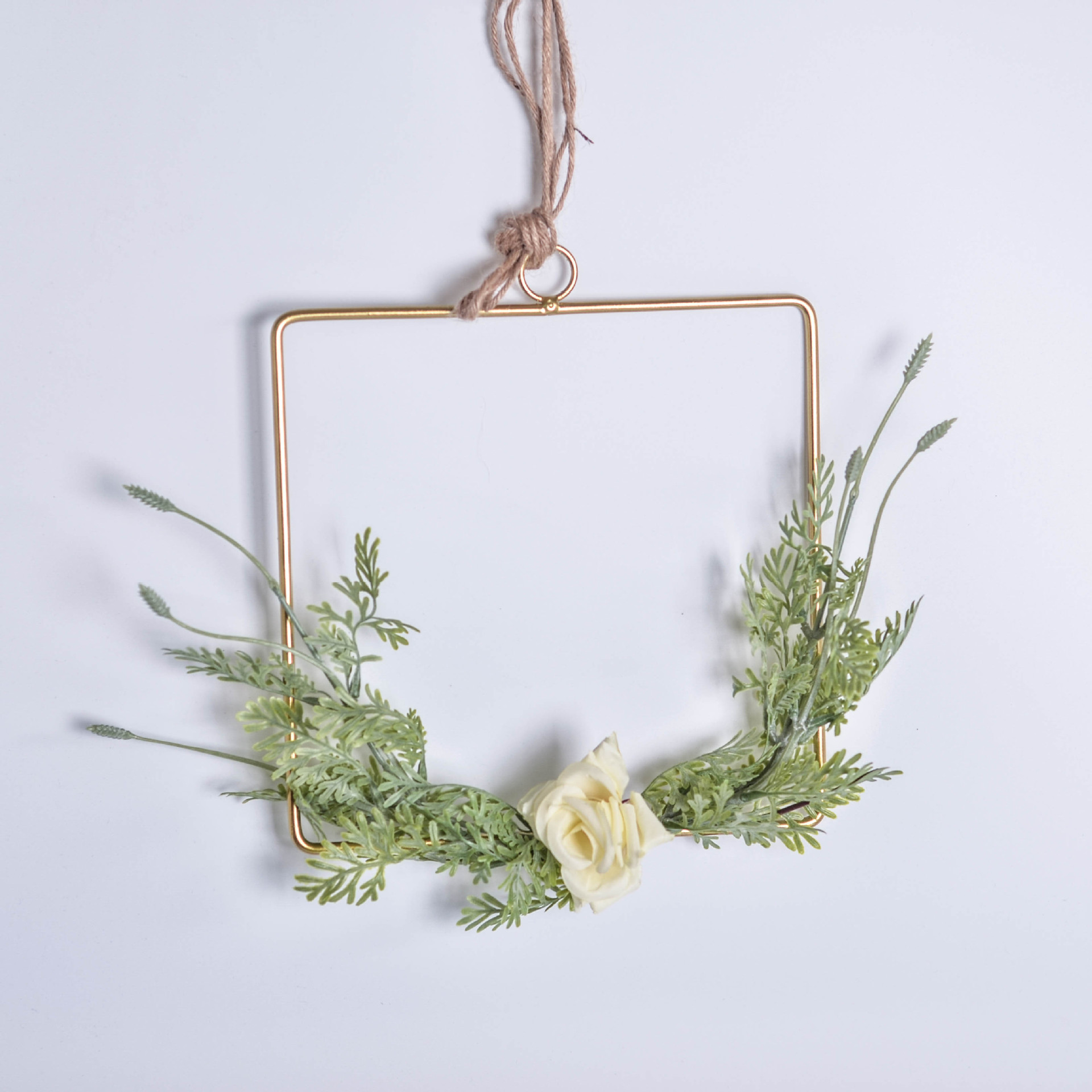 ins北欧创意墙上挂饰花环 几何麻绳吊饰壁挂餐厅墙壁室内装饰假花