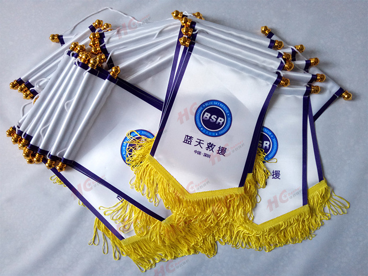 来图定做a4大小足球队旗 贡缎足球俱乐部队旗 双层足球队旗