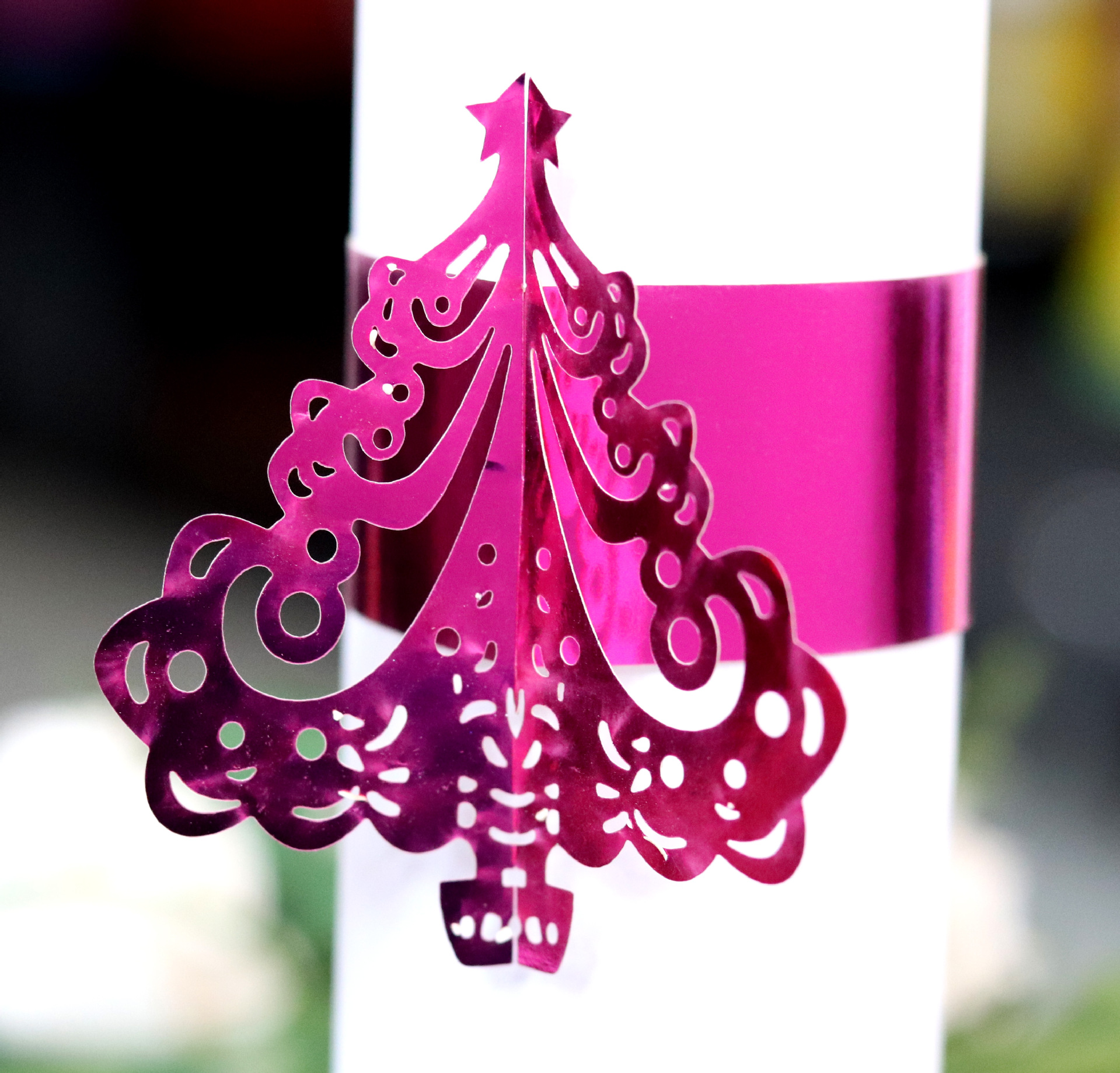 节日装饰毛巾纸环 圣诞节餐巾环 镂空银色圣诞树餐巾扣 深圳批发