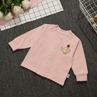 新款批发儿童全棉保暖单件肩扣上衣宝宝内衣秋衣秋裤套装一件代发