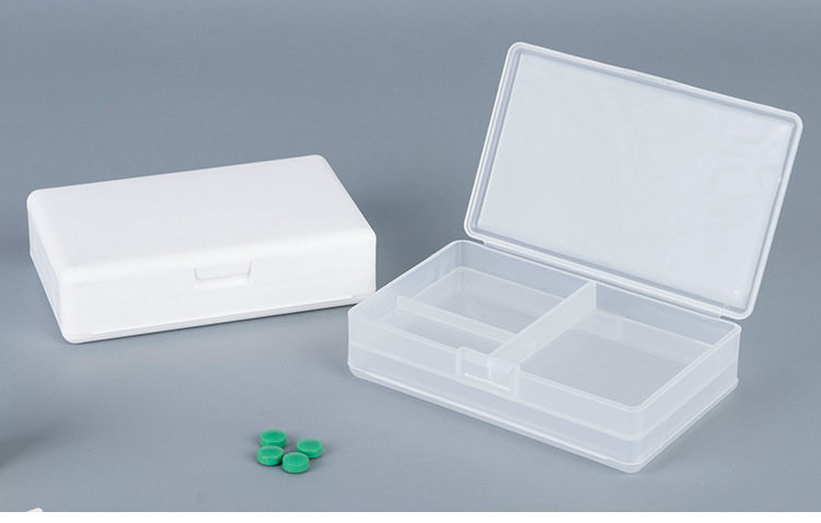 批发白色透明塑料小药盒 4格迷你简洁归类储物便携收纳药品盒子