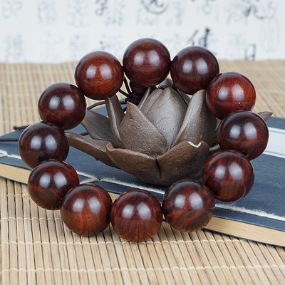 天然老挝老料酸枝老红木佛珠大红酸枝高密度黑色檀木手串手链念珠
