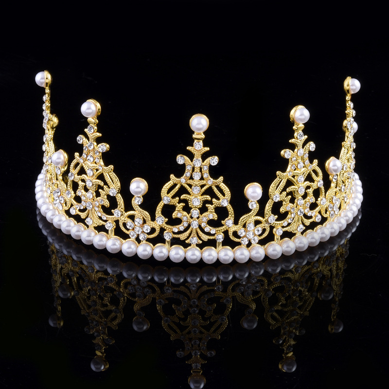 baby同款珍珠韩饰品跟妆婚庆批发 新娘头饰生日大皇冠 蛋糕烘焙