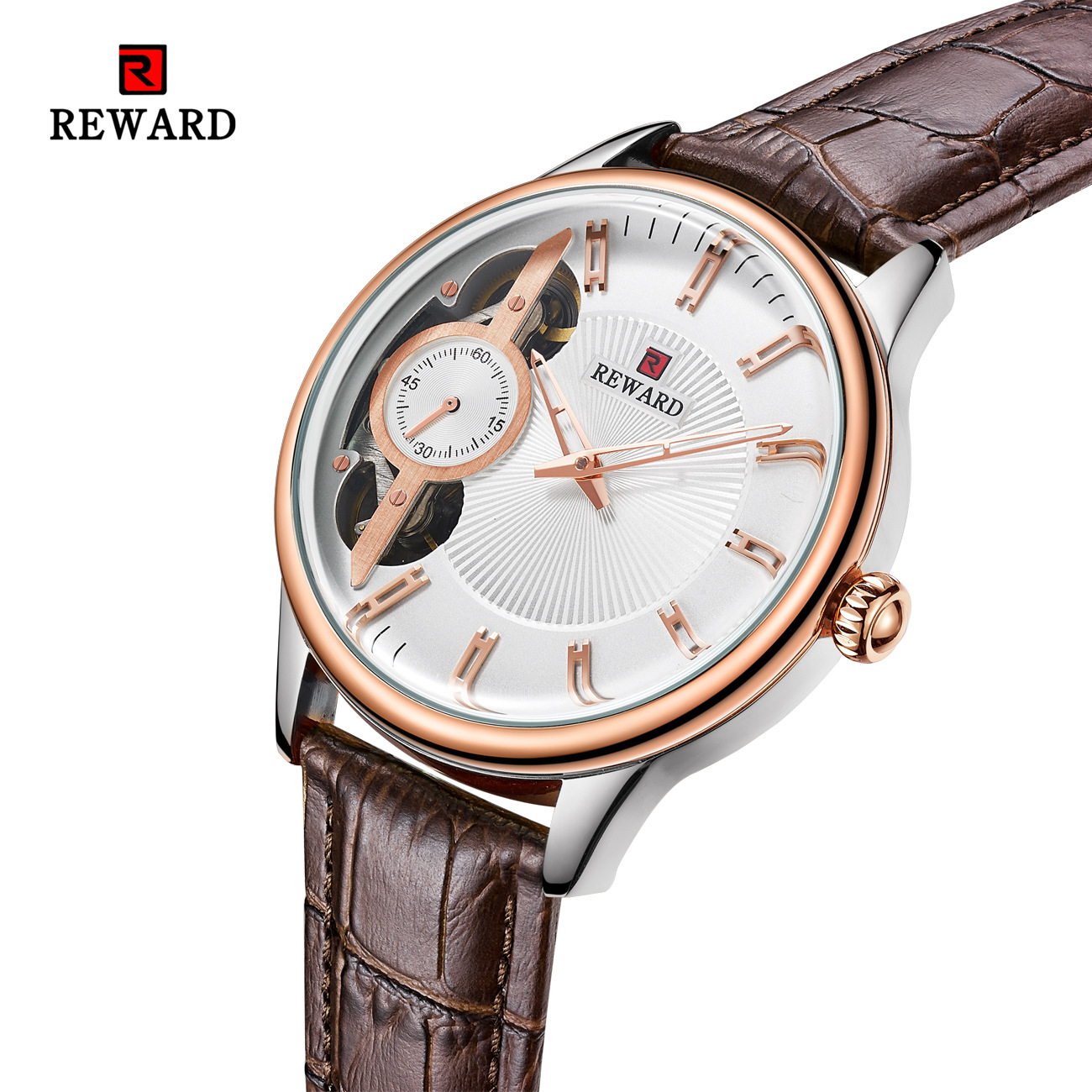 reward机械表63091男士手表 全自动机械表 小秒针皮带石英男表