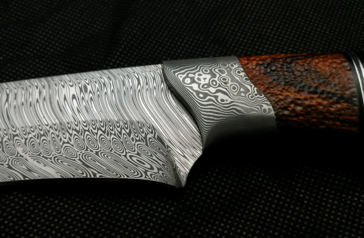 狮王收藏级手工刀瑞粉大马士革钢猎刀小直刀户外随身求生刀高硬度