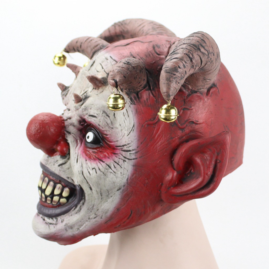 恐怖铃铛小丑面具 外贸热卖面具乳胶材质万圣节面具 现货出售