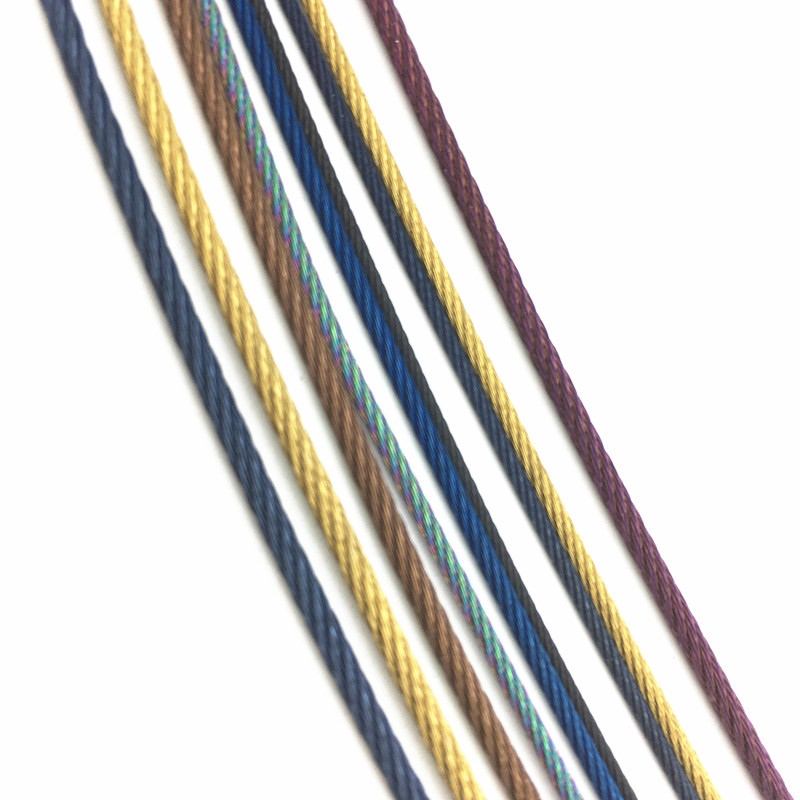 爆款铁氟龙发黑处理镀锌灯饰钢丝绳真空氧化彩色钢丝绳不锈钢拉索