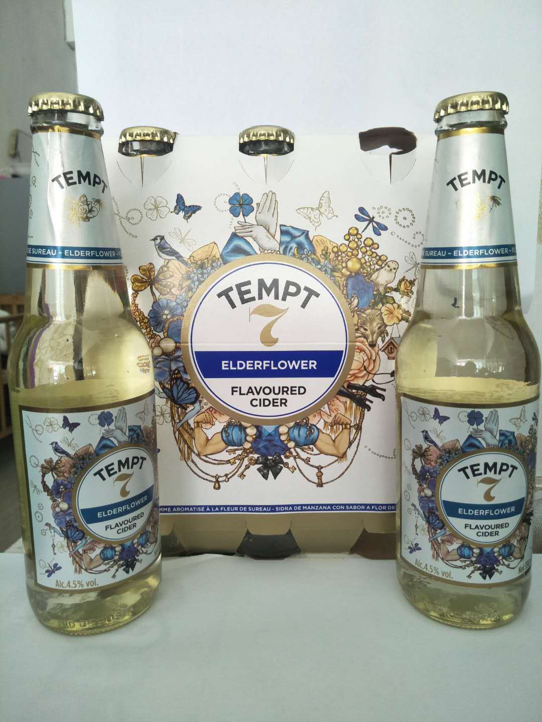 丹麦原装进口啤酒 tempt诱惑7号接骨木味露酒330ml*24瓶 整箱