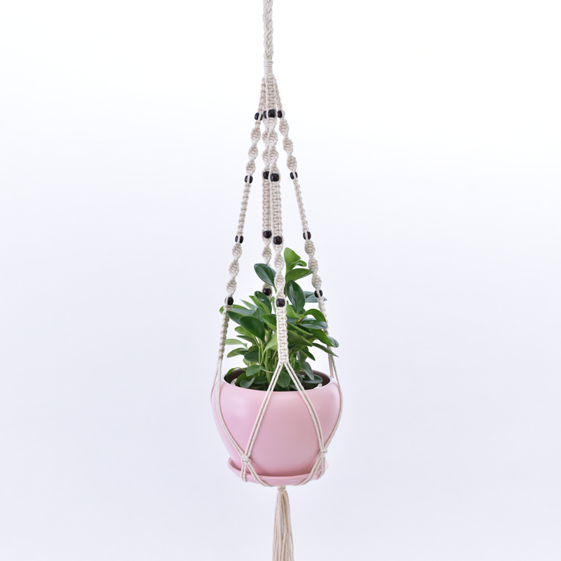 Exclusive for Cross-Border Flower Pot Net Pocket Handmade Woven Flower Pot Hanging Net Pocket Gardening Green Flower Pot Hanging Basket Net Pocket
