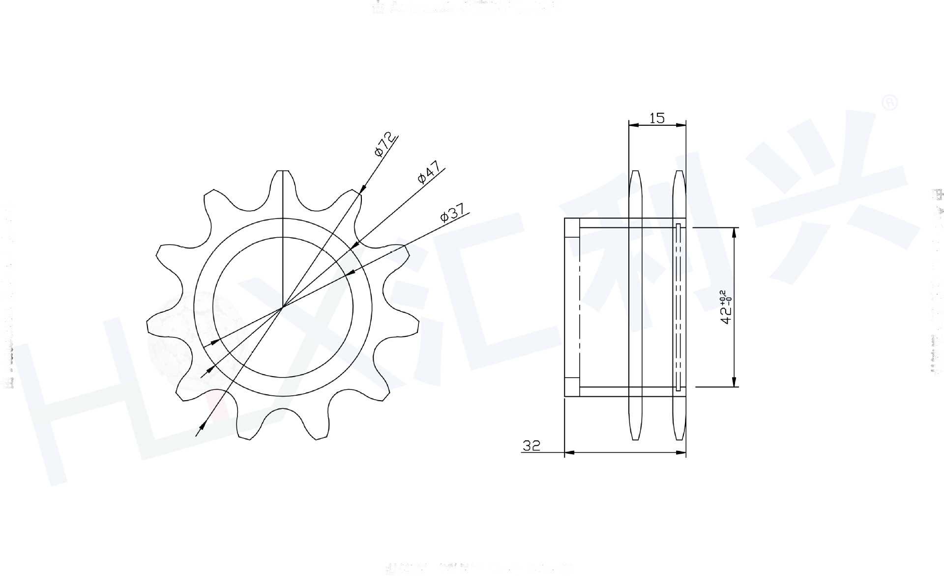 张紧座倍速链轮-2.5倍速链轮-节距19.05倍速链轮(从动轮)