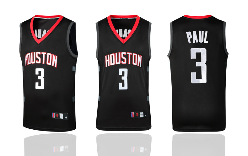 火箭队3号保罗球衣篮球服套装黑色paul战衣刺绣工艺一件代发