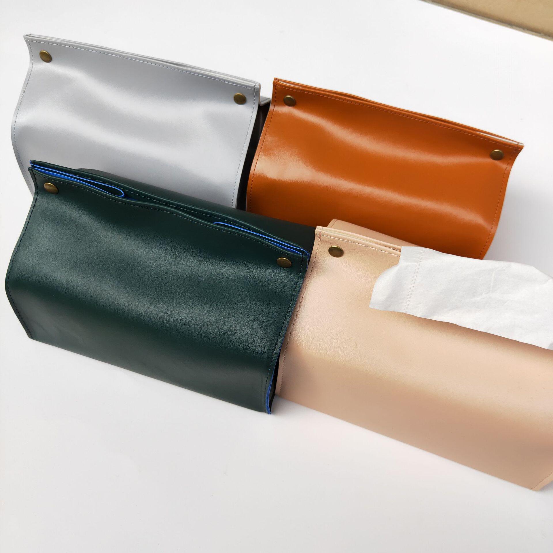 创意pu皮革纸巾盒抽纸盒定制 高档抽取式纸巾盒 多功能纸巾袋