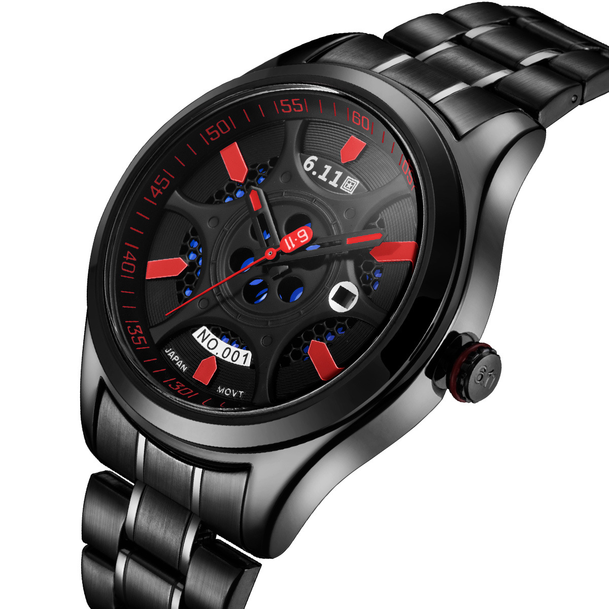 11品牌源头工厂光动能手表石英表光能表钢带防水带日历光动能表