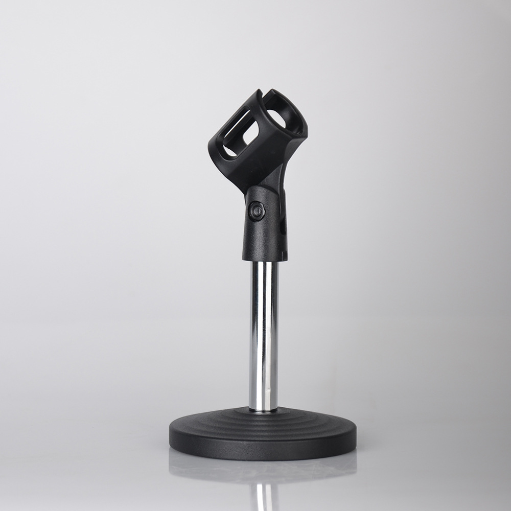 麦克风支架桌面台式全金属圆盘加重升降电容话筒会议台式桌面支架